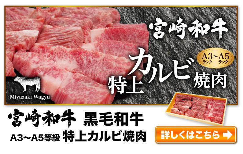 宮崎和牛黒毛和牛A3〜A5等級特上カルビ焼肉