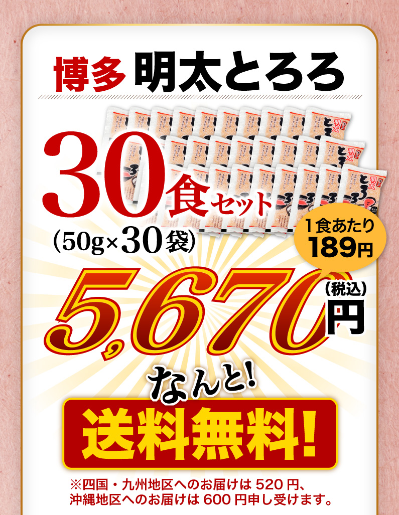 博多明太とろろ30食セット 送料無料！