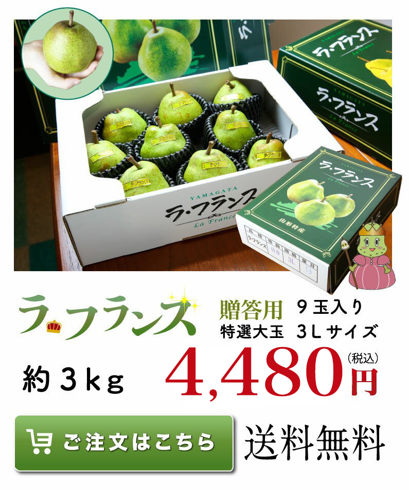 お歳暮 ギフト ラフランス 山形県東根 ラフランス 洋梨の女王 特秀大玉 ４Ｌ×６玉(約２kg) あまーい果実 ご贈答 グルメ Y常  :rf06:くいしんぼうドットコム - 通販 - Yahoo!ショッピング