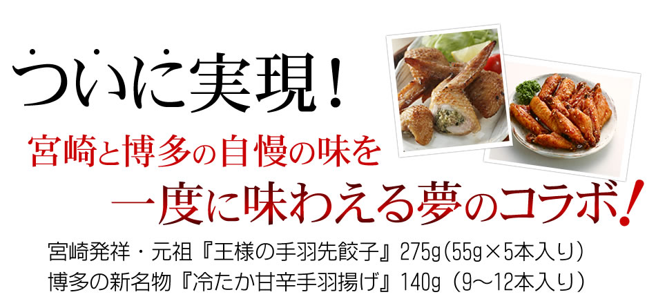 九州名物 贅沢手羽の食べ比べセット ご当地グルメ 宮崎発祥 王様の手羽先餃子＆博多新名物 冷たか甘辛手羽揚げ 本場の味をお取り寄せ グルメ クール  :tgtc101-f:くいしんぼうドットコム - 通販 - Yahoo!ショッピング