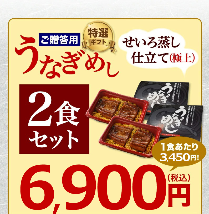 ご贈答用うなぎめしせいろ蒸し仕立て(極上) 2食セット 送料無料！