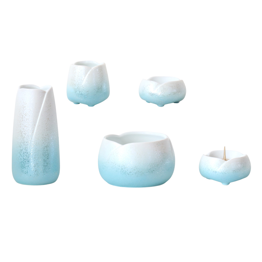 なーむくまちゃん工房 仏具セット やわらぎ・ラスター彩 中サイズ 美濃