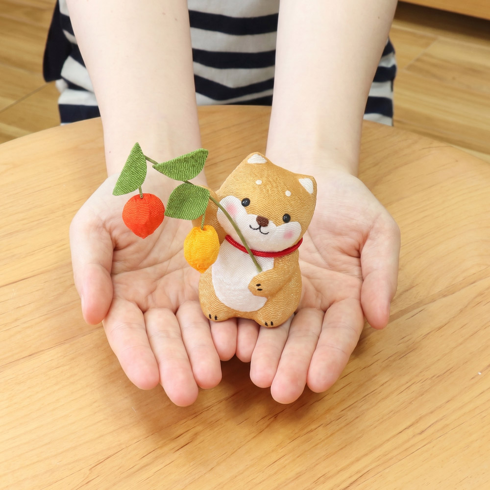 なーむくまちゃん工房 お盆飾り ちりめん 柴犬とほおずき (40-933