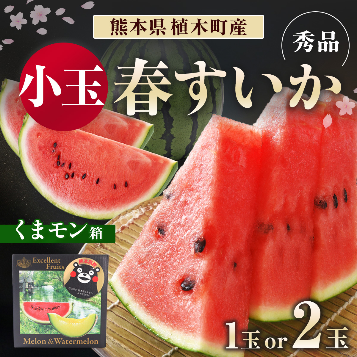 すいか 熊本県産 1.5kg以上 小玉 1玉 2玉 父の日 お中元 秀品 春すいか