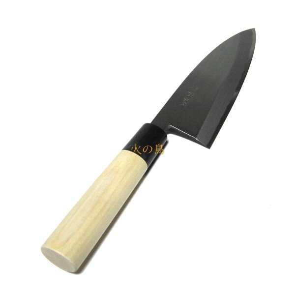 送料無料】 源明利作 白二鋼 出刃包丁 165mm 水牛桂柄付 625572 202011
