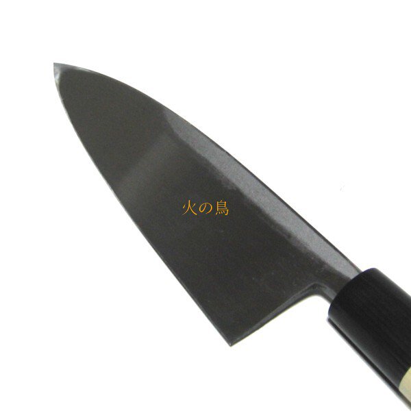 送料無料】 源明利作 白二鋼 出刃包丁 165mm 水牛桂柄付 625572 202011