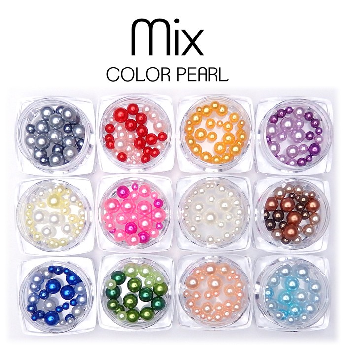 ネイルジュエリー カラーパール 約2.5～6mm 穴なしミックス マルチサイズ 選べるカラー 12色 ネイル レジン ハンドメイド くま工房