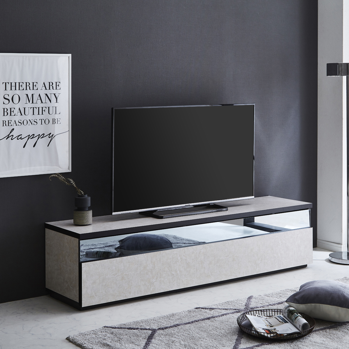 ガラステーブル テレビ台 テレビ台 ローボード 完成品 幅180 TVボード リビング収納