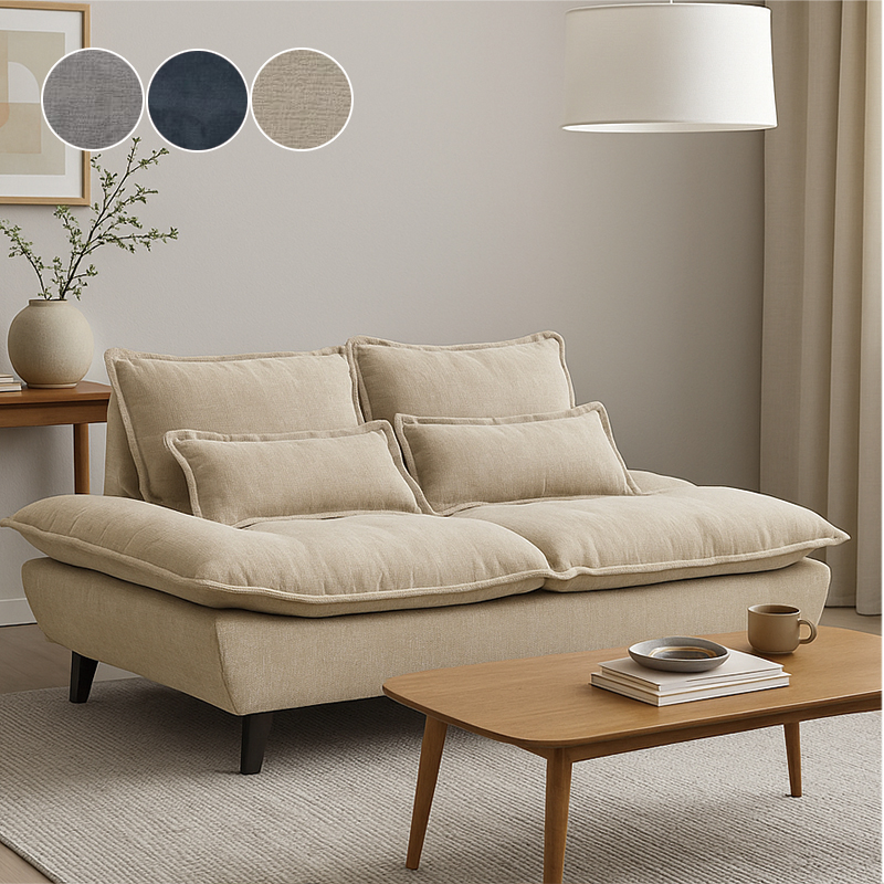 ソファーベッド 2人掛け SOFA 背もたれ 可動式 羽毛 ファブリック