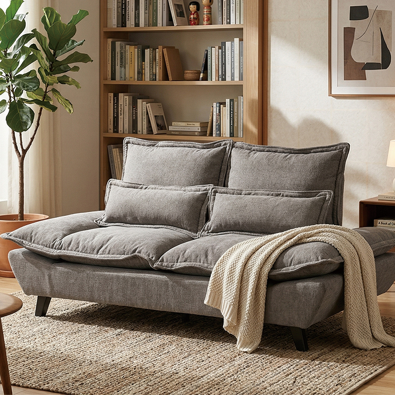 ソファーベッド 2人掛け SOFA 背もたれ 可動式 羽毛 ファブリック