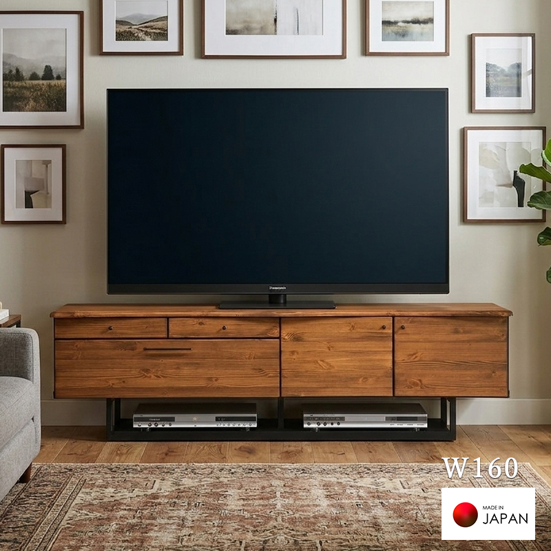 EAC4 ナチュラルモダン テレビボード ローボード W160cm テレビ台 テレビボード 160cm 天然木 パイン材 北欧 モダン おしゃれ リビング