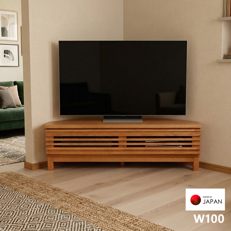 cuernoテレビ台　コーナー　ナチュラル テレビ台 コーナー用 幅100cm 木製 日本製 テレビ ラック ナチュラル