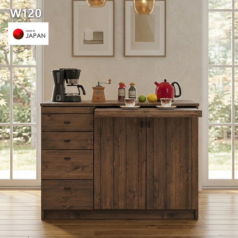 天然木カウンター 幅120cm 完成品 キッチンカウンター 120 完成品 木製 無垢 天然木 パイン材 キッチン