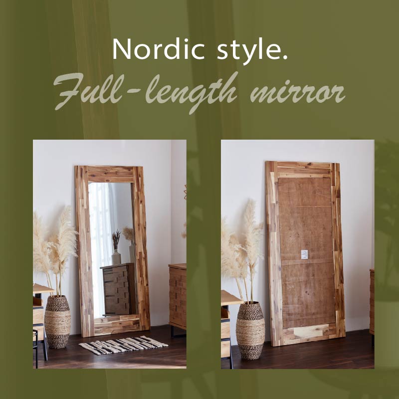 姿見鏡 全身鏡 ミラー アカシア 無垢材 幅90cm 高さ200cm 全身 大型