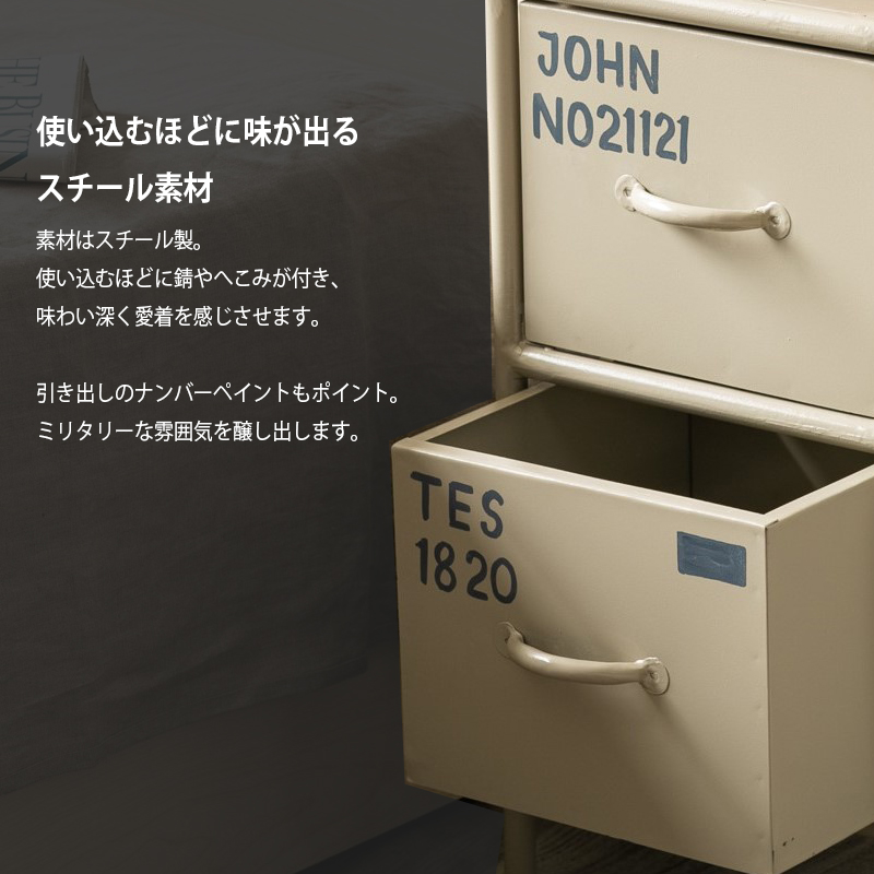 チェスト 収納 北欧 おしゃれ 幅85 スチール ヴィンテージ 縦型 12杯