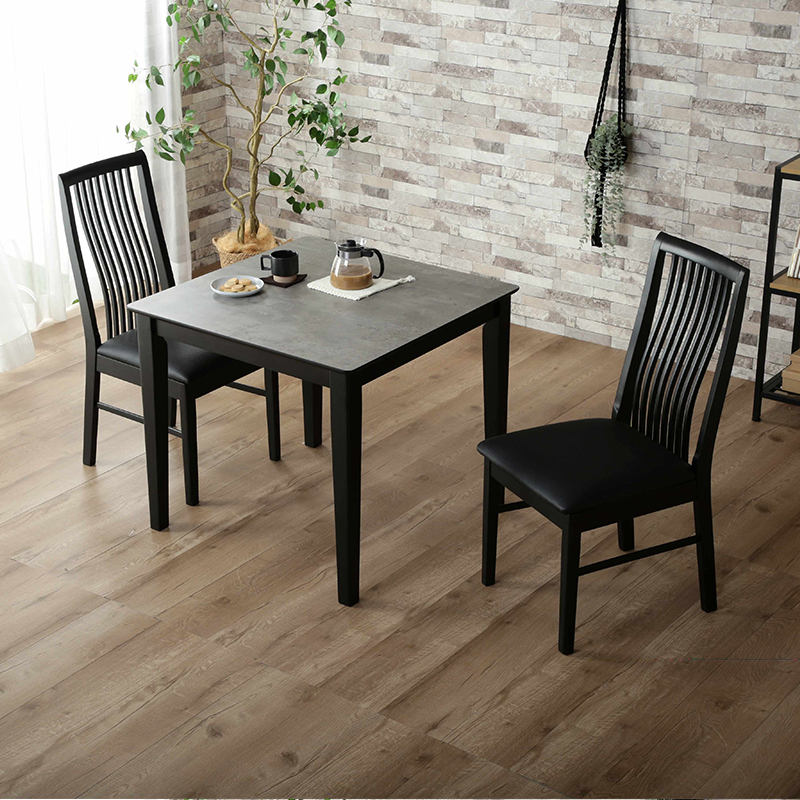 【直接引取り限定】カフェテーブル　80cm 韓国　シルバー　ブラック ダイニングテーブル 3点セット 80角 テーブル ハイバック チェア 2脚