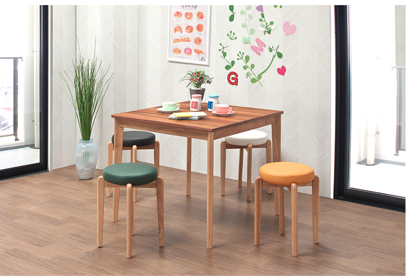 スタッキングチェア タモ 無垢材 ファブリック