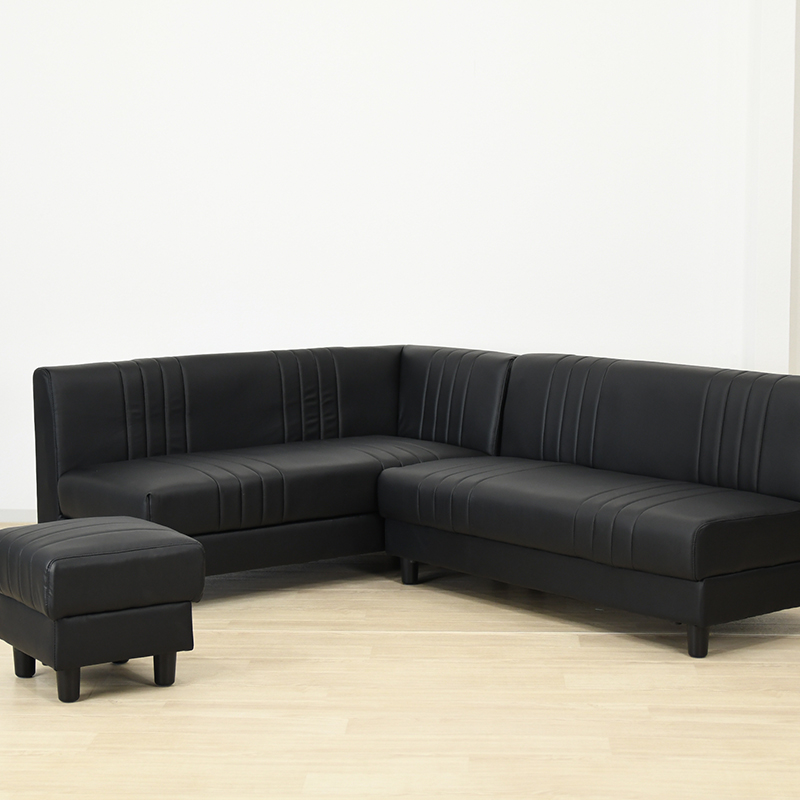 黒レザーコーナーソファー コーナーソファー L字ソファ ワイド ブラック 黒 レザー 合皮