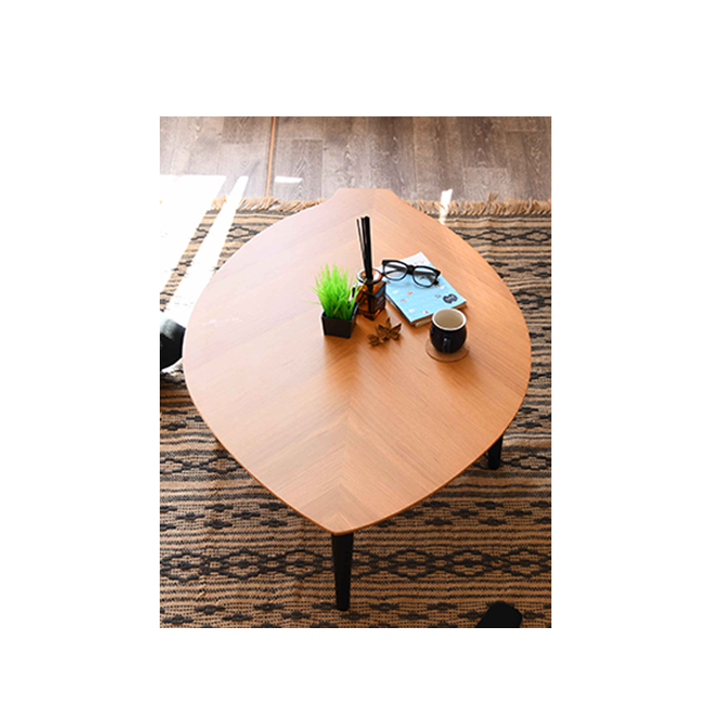 センターテーブル 90幅 木製 おしゃれ 北欧 モダン テーブル リビングテーブル 90cm 折りたたみ式 木葉型 木目 木製テーブル コンパクト シンプル｜kumamok｜02
