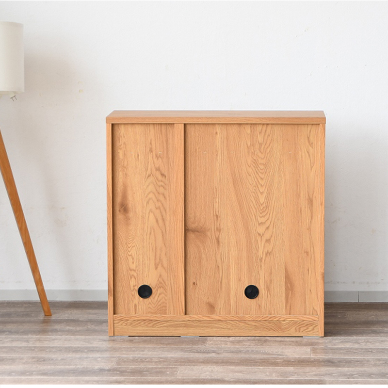 キャビネット 薄型 幅83 リビング収納 ナチュラル ホワイト ブラック