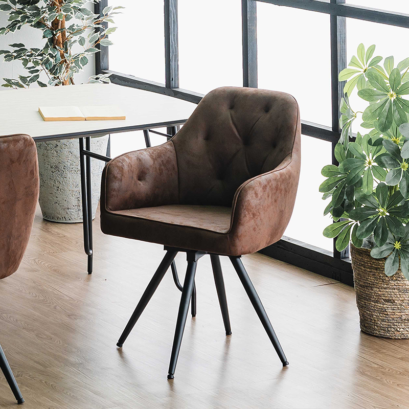 新品】2脚セット 回転ダイニングチェアー(ダークブラウン)