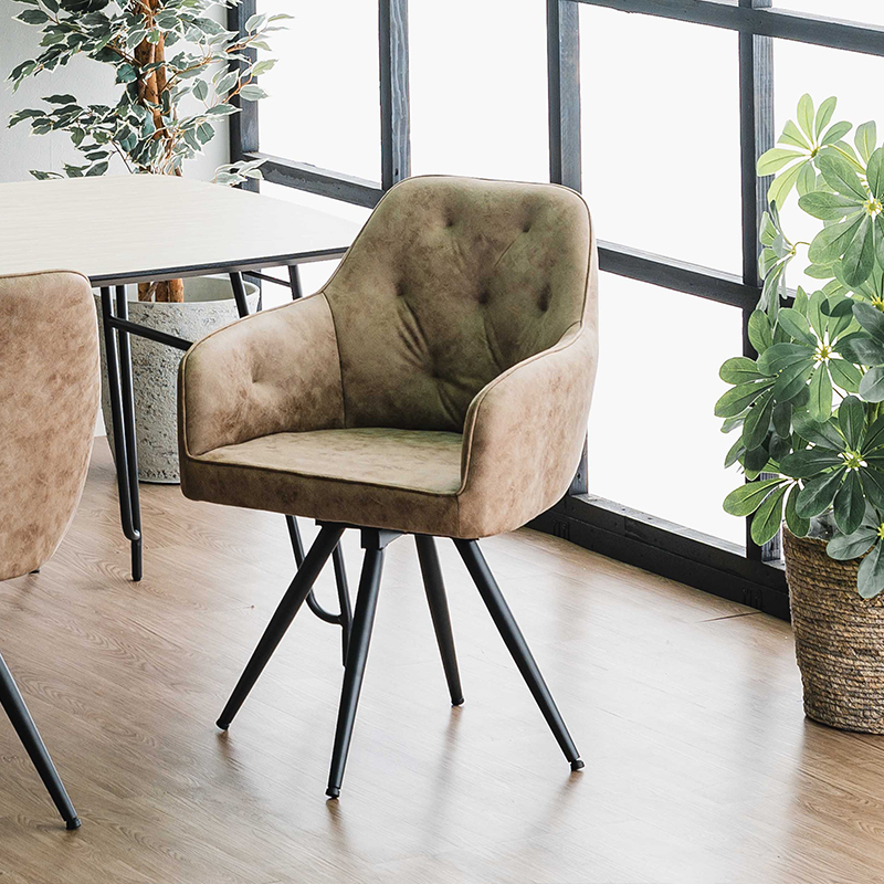 ダイニングチェア 回転 2脚セット おしゃれ 肘付き レザー調 ブラウン