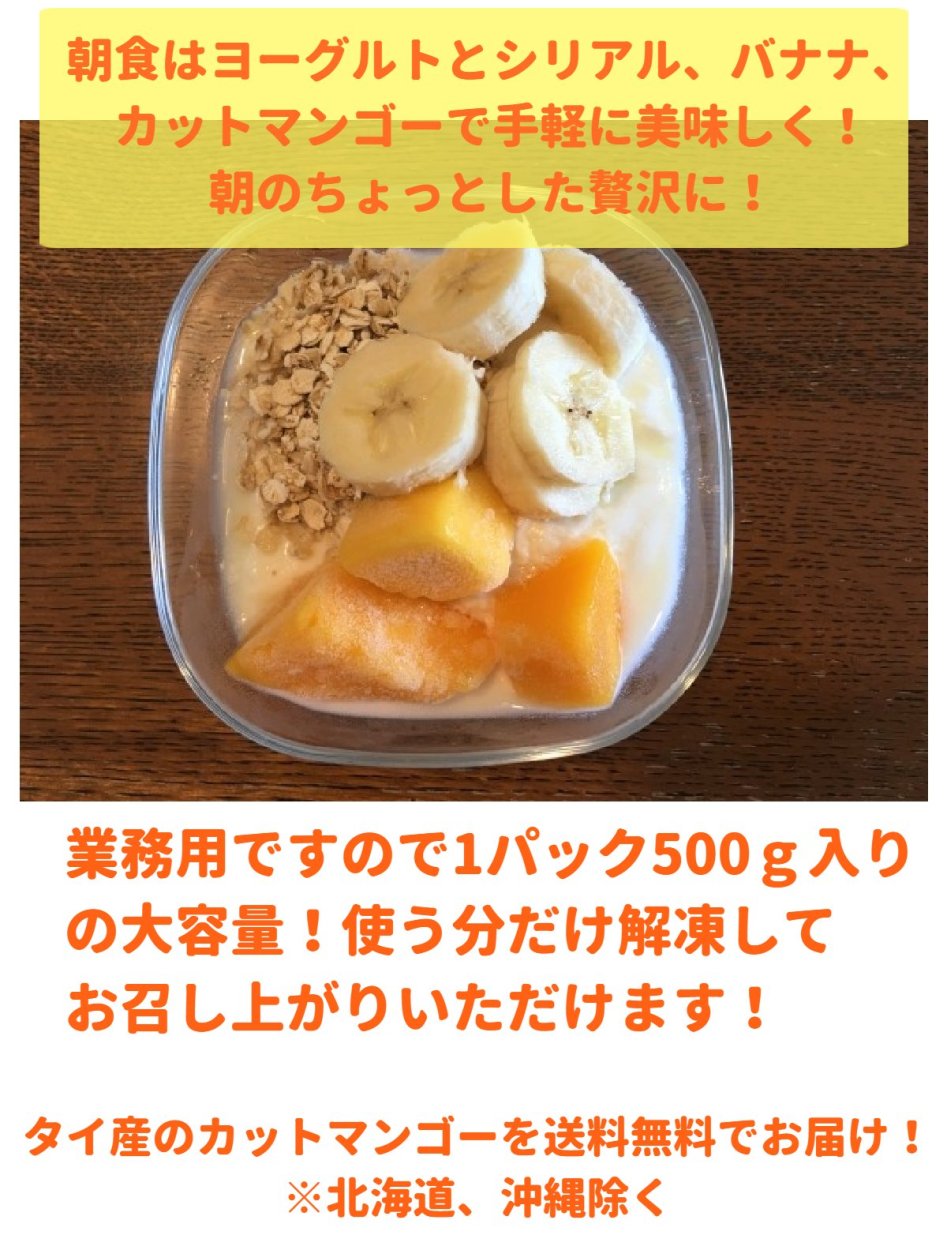 冷凍マンゴー 合計 1kg 500g/2パック タイ産 マンゴー カットマンゴー 完熟マンゴー 冷凍フルーツ 冷凍デザート 冷凍食品 業務用