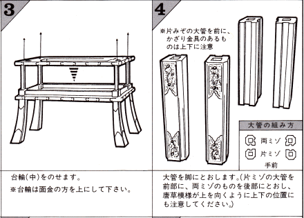 大流行中！ 経机 中京管足型 消金具四方打 黒塗り 面粉 16号 仏壇