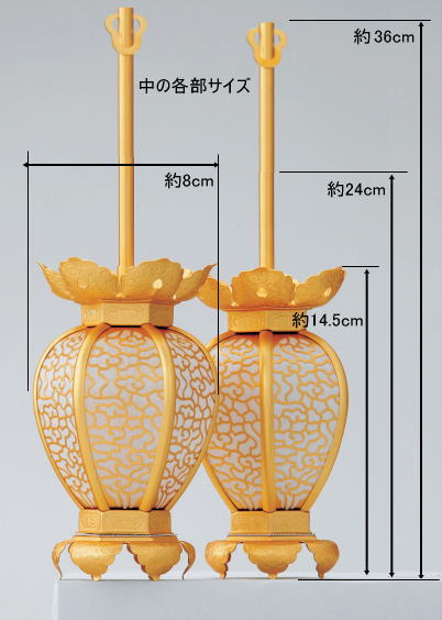 仏壇 灯籠 吊灯籠 仏具 天台宗紋入 真鍮 七宝型 吊り灯篭 消金メッキ