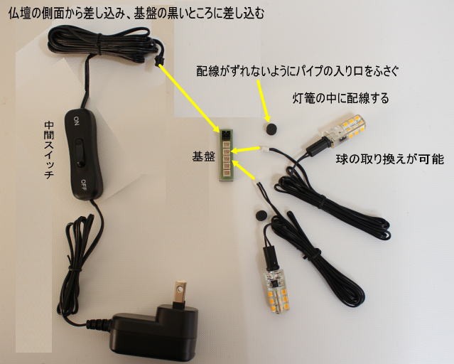 仏具 灯籠用電装セット ＬＥＤライト あかり : 10001625 : 熊野古道