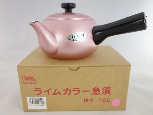 即納/ 急須 横手 日本製 ライムカラー急須 0.6L サーモンピンク 藤田