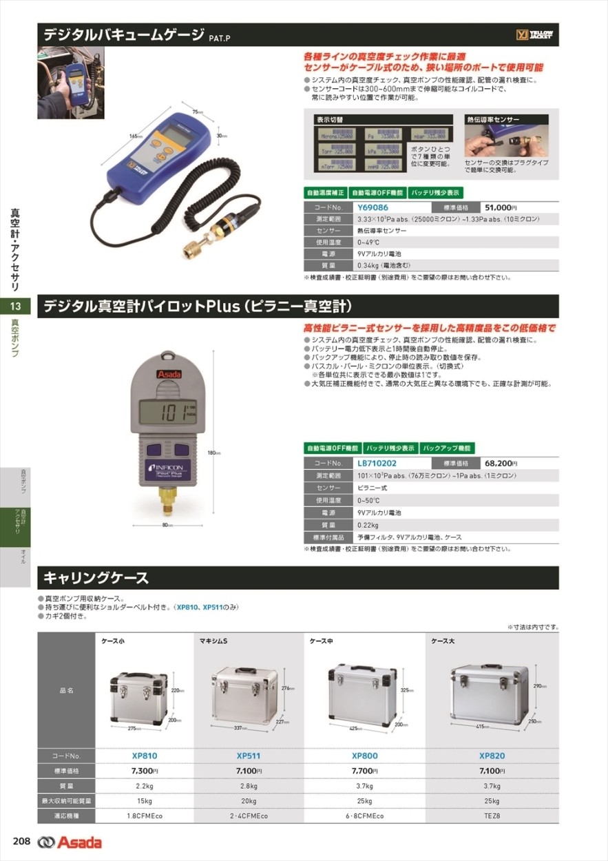 アサダ デジタル真空計パイロットPlus (ビラニー真空計) LB710202