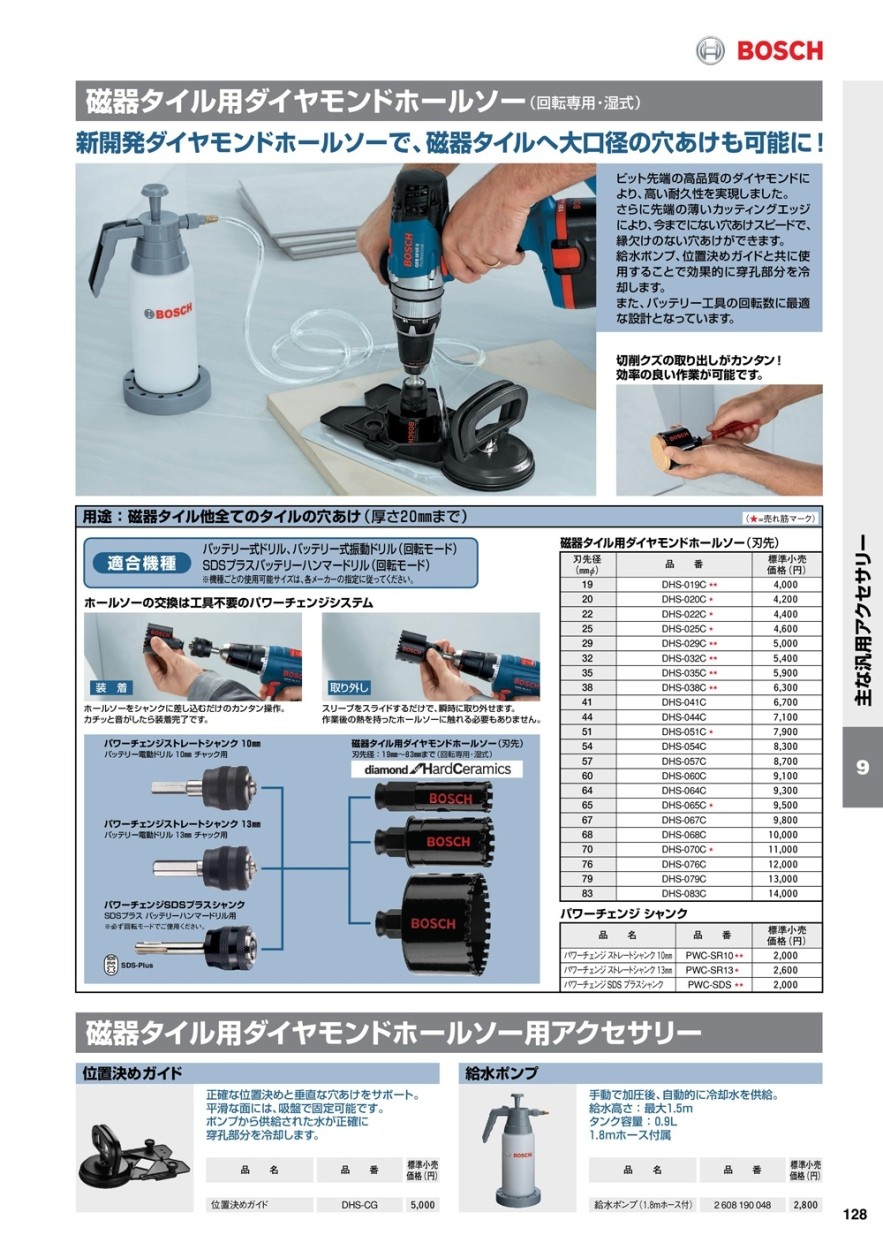 ボッシュ 磁器タイル用ダイヤモンドホールソー(刃先) 83mmφ DHS-083C