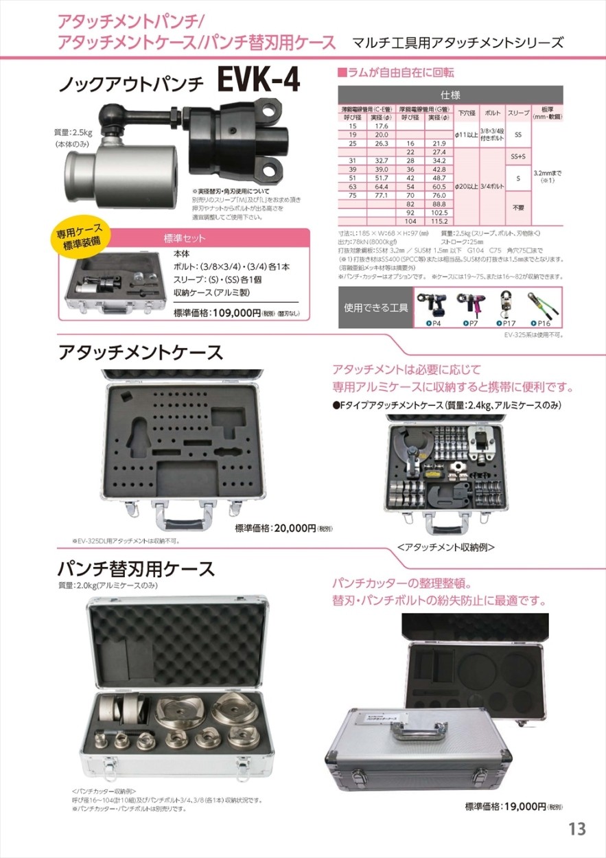 カクタス ノックアウトパンチ用アルミ収納ケース Evk 4 Ak y16 クニモトハモノヤフー店 通販 Yahoo ショッピング