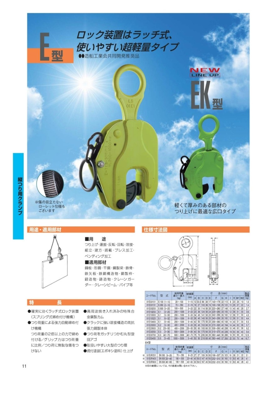 出荷 イーグル クランプ 鉄鋼縦つり用クランプ E-2 25〜50 01E20500 ad