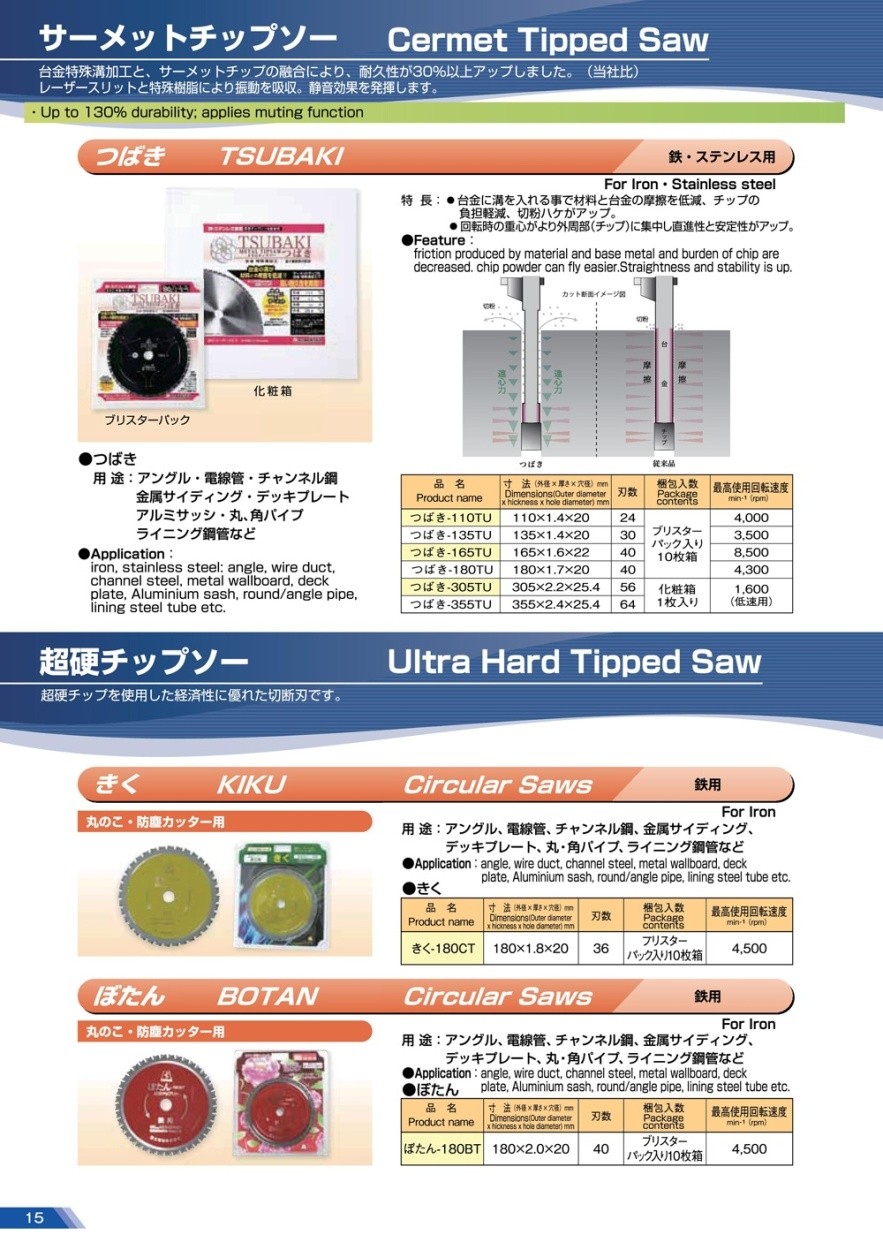 富士製砥 サーメットチップソー つばき 鉄・ステンレス用 305ｘ2.2ｘ25