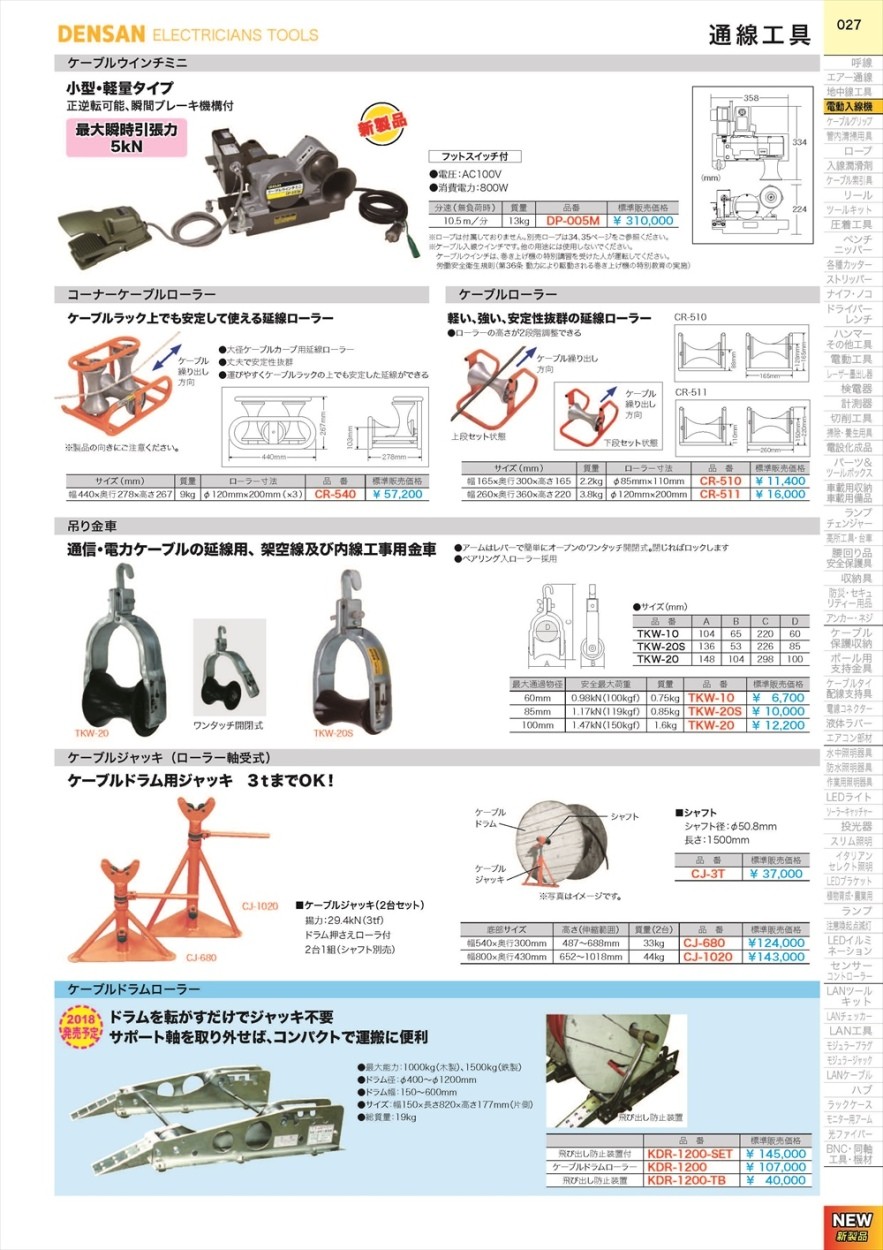 ジェフコム ケーブルドラムローラー 飛び出し防止装置付 KDR-1200-SET