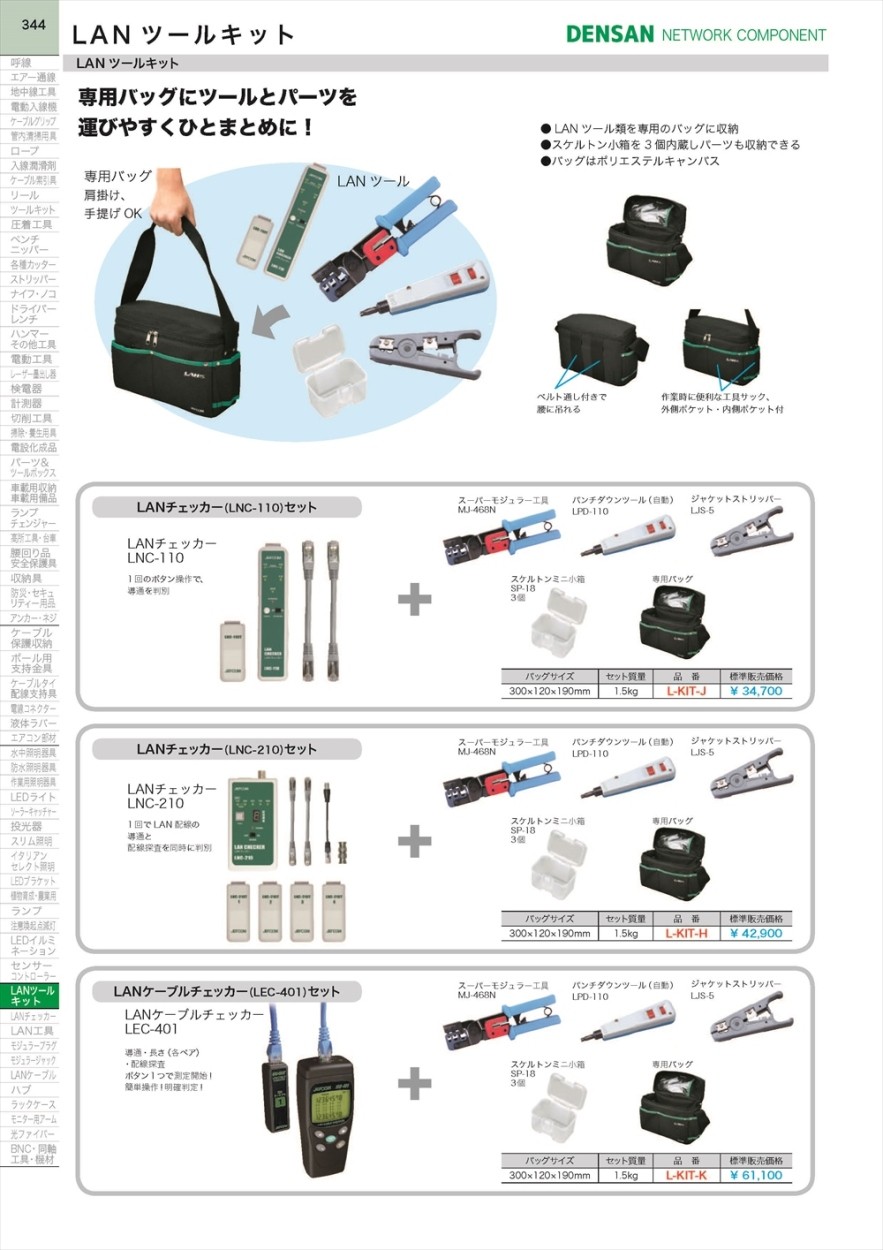 ジェフコム LANケーブルチェッカー (LEC-401)セット L-KIT-K : 50648