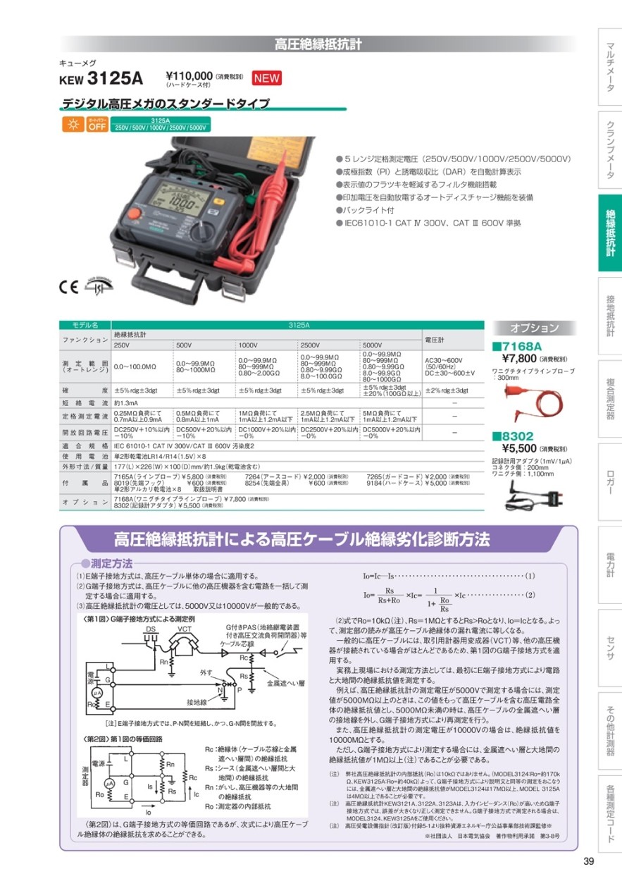 共立電気 高圧絶縁抵抗計 キューメグ KEW3125A :93149019:クニモト