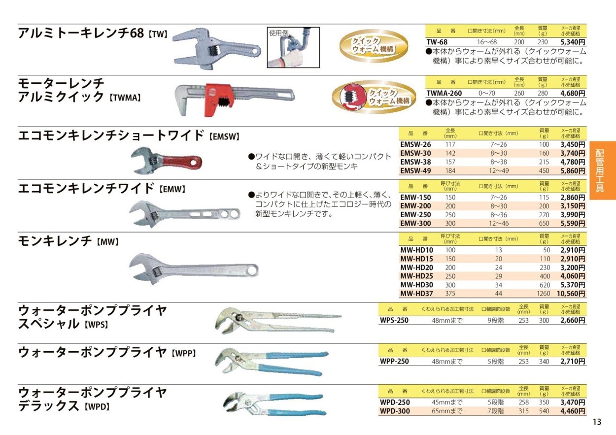 MCC モンキレンチ 375 MW-HD37 : 44748838y5 : クニモトハモノヤフー店