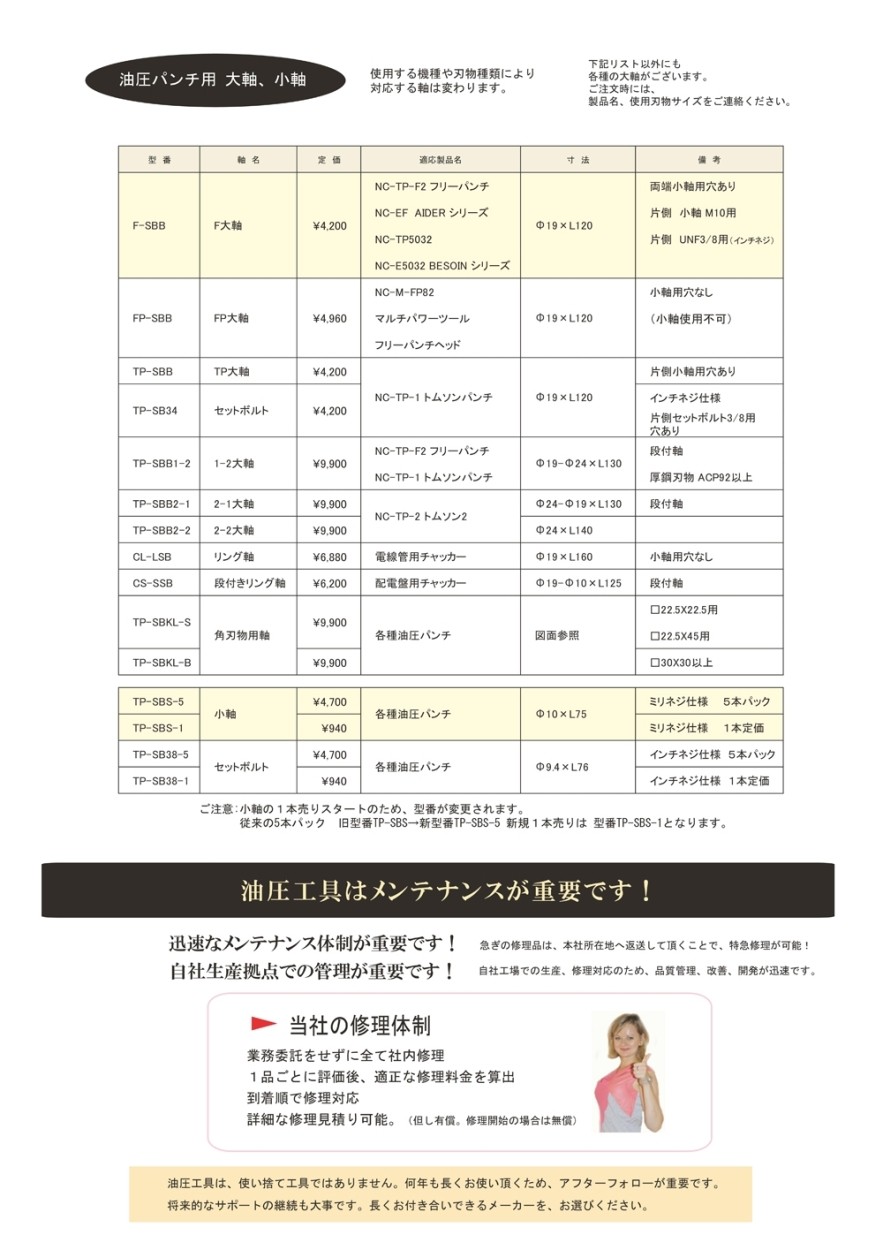 西田製作所 油圧パンチ用 角刃物用軸 TP-SBKL-S 運賃別途見積り