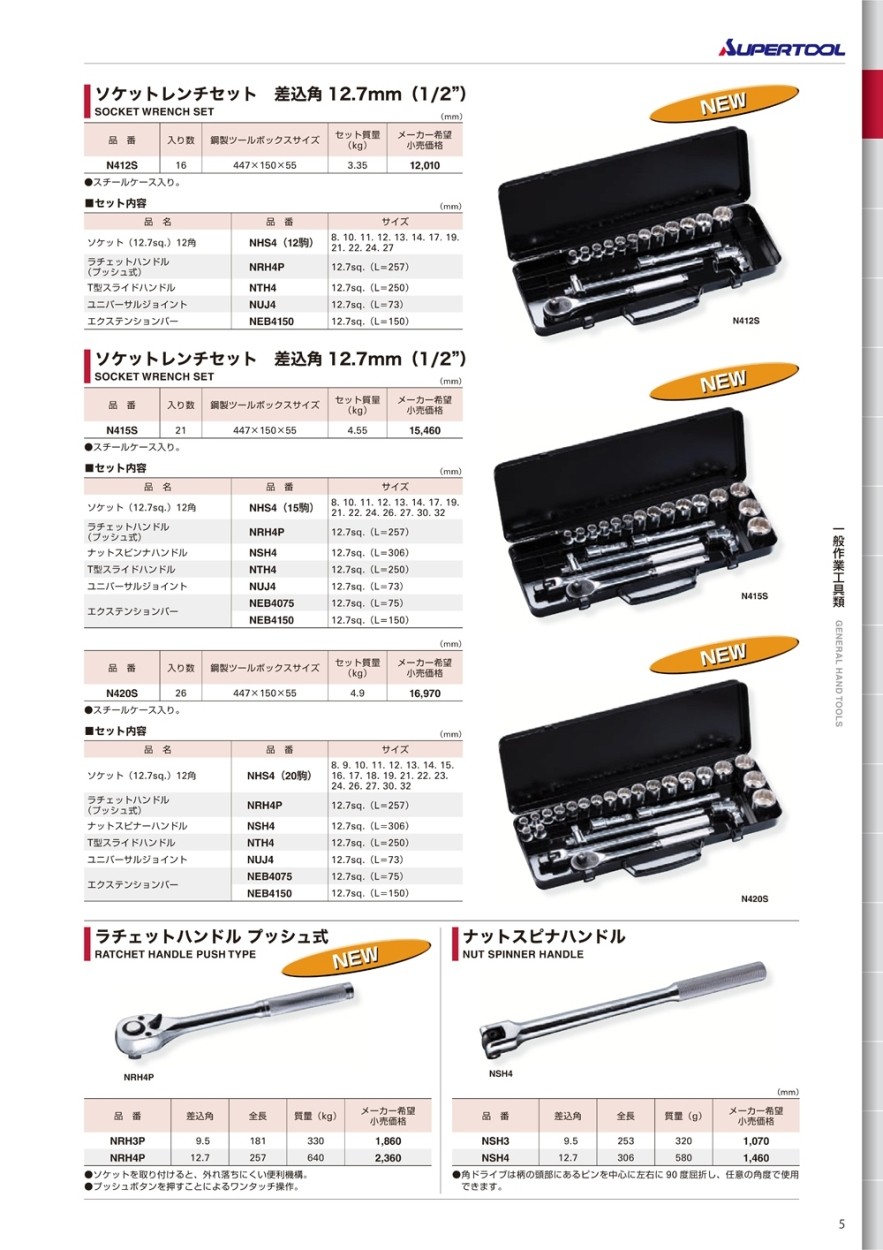 スーパーツール ソケットレンチセット 差込角12.7mm(1/2) N415S