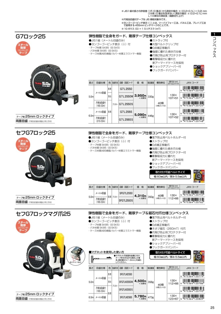 79%OFF!】 タジマツール Tajima セフG7ロックマグ爪25 6.5m メートル目盛 SFG7LM2565 discoversvg.com