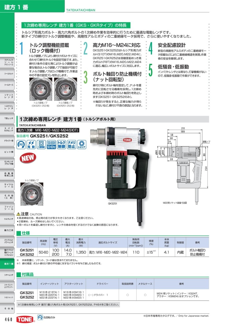 正規品 Tone 1次締め専用レンチ 建方1番 トルシアボルト用 100v 14 0a Gks251 人気no 1 本体 Habitat Jeunes Normandie Fr
