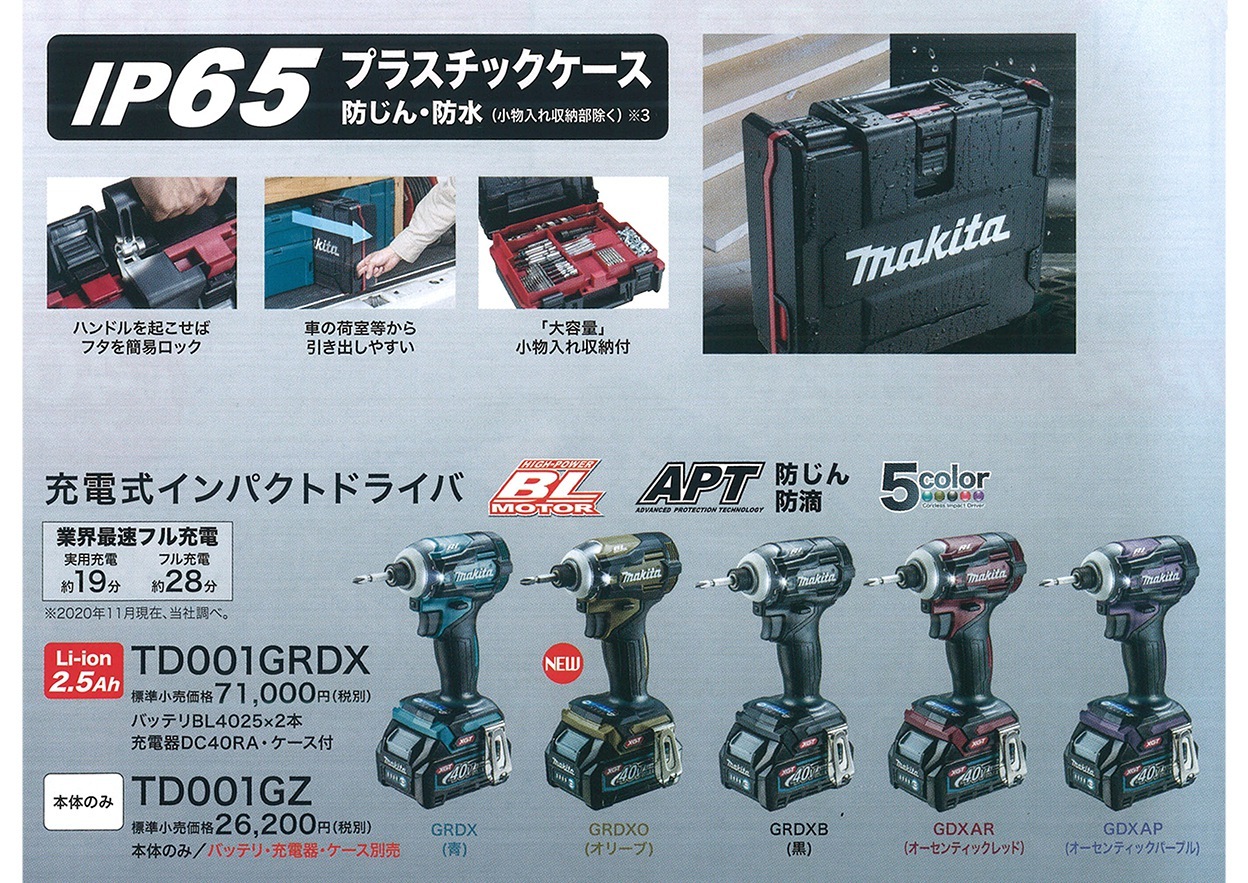 【人気定番格安】マキタ makita TD001G 青 充電式 インパクト ドライバー 本体のみ 新品未使用品！ 本体