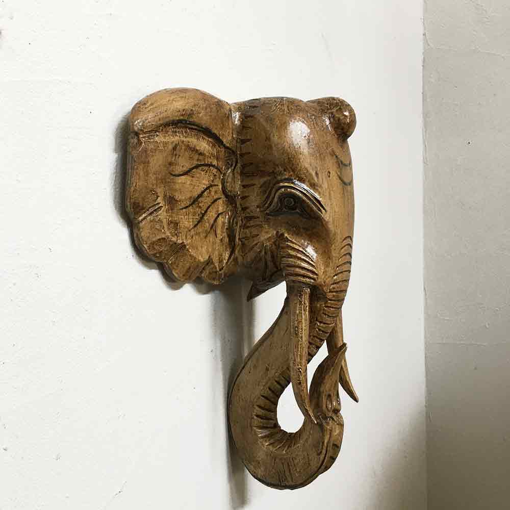 象の壁掛け ゾウのオブジェ 木製 オブジェ : アジアンバリ雑貨石材の