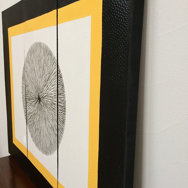 バリ絵画　ドットアート　3連 バリ絵画 ドットアート H50×W60cm 3連 赤い花 A-1 アートパネル