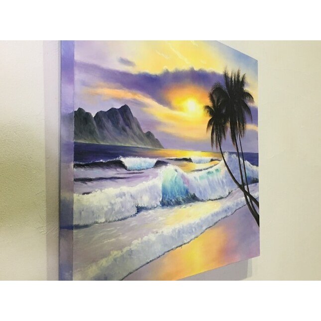 海の絵 ビーチ 波 アート W90×H70cm (1164) 波の絵 バリ 絵画 アート