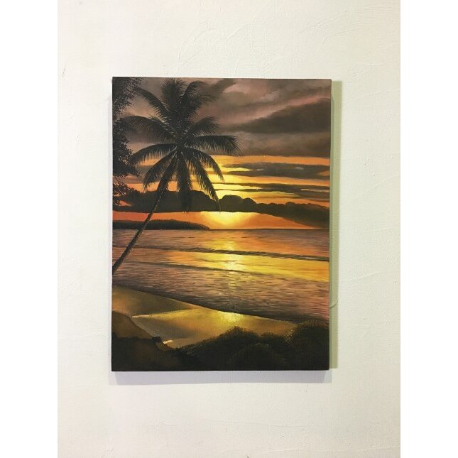 海の絵 ヤシの木 サンセット ビーチ W60×H80cm D-1 (1165-1) 海 絵画 波 アート アートパネル バリアート ハワイアン 南国  バリ島 ウブド リゾート : 1165-1 : アジアン雑貨 バリ石像のクプクプ - 通販 - Yahoo!ショッピング