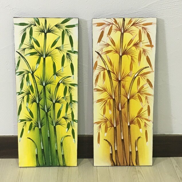 竹の絵 バンブー立体 緑 茶 2色 W20×H50 バリアート 植物 壁掛け